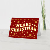 Rotes Retro-Groovy Frohe Weihnachten (Vorderseite)