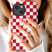 Rotes Retro-Karomuster-Monogramm Case-Mate iPhone Hülle