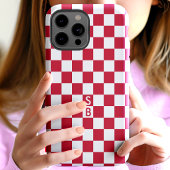 Rotes Retro-Karomuster-Monogramm Case-Mate iPhone Hülle
