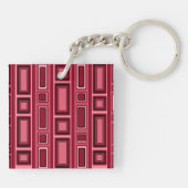 Rotes Retro Quadratmonogramm Burgunders Schlüsselanhänger (Rückseite)