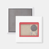 Rotes Retro-Radio Magnet (Vorderseite/Rückseite)