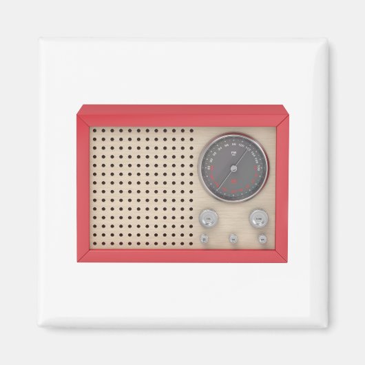 Rotes Retro-Radio Magnet (Vorne)