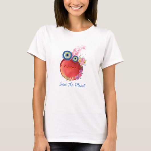 Rotes Rette-den-Planeten, Mutter Erde T-Shirt (Vorderseite)
