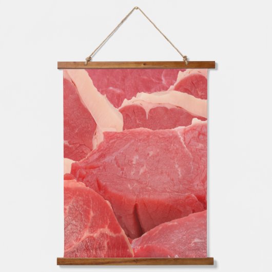 Rotes Rindfleisch Wandteppich Mit Holzrahmen (Vorderseite)
