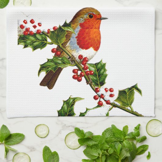 Rotes Robin-Geschirrtuch Geschirrtuch (Gefaltet)