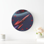 Rotes Rocketship Große Wanduhr (Zuhause)