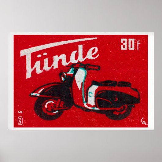 Rotes Roller Matchbox Kunstprint, Ungarisch Vintag Poster (Vorne)