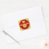 👑 Rotes Romantisches Dankeschön-Abzeichen 🖤 Quadratischer Aufkleber (Umschlag)