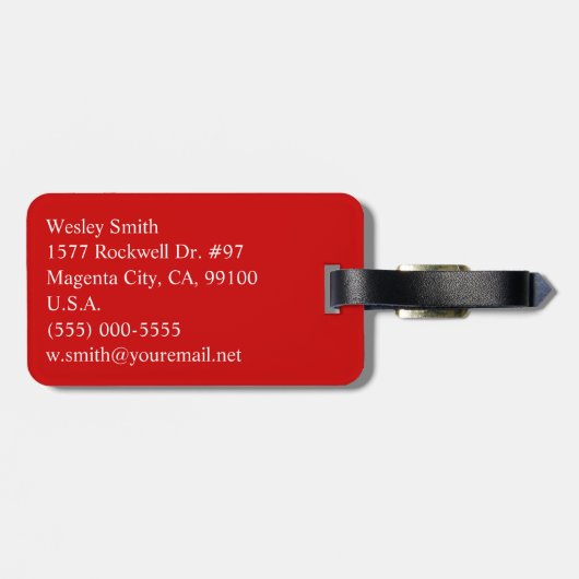 Rotes römisches Monogramm Gepäckanhänger (Rückseite horizontal)