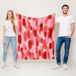 Rotes Rosa Abstrakte Pinselstrich-Muster Fleecedecke