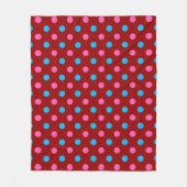 Rotes Rosa Blaues Polka-Punkt-Muster Fleecedecke (Vorderseite)