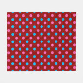 Rotes Rosa Blaues Polka-Punkt-Muster Fleecedecke (Vorderseite (Horizontal))