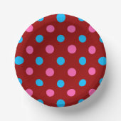 Rotes Rosa Blaues Polka-Punkt-Muster Pappteller (Vorderseite)