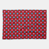 Rotes Rosa Blaues Tupfenmuster Geschirrtuch (Horizontal)