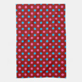 Rotes Rosa Blaues Tupfenmuster Geschirrtuch (Vertikal)