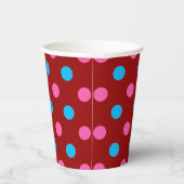 Rotes Rosa Blaues Tupfenmuster Pappbecher (Rechts)