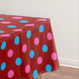 Rotes Rosa Blaues Tupfenmuster Tischdecke