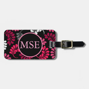 Rotes rosa Blumenmonogramm Gepäckanhänger