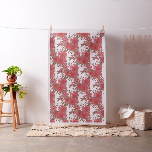 Rotes rosa florales botanisches Muster Stoff (Beispiel)