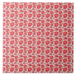 Rotes rosa florales nahtloses Muster dunkle Ästhet Fliese