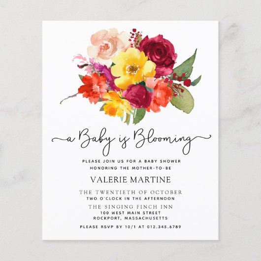 Rotes Rosa Gelbes Baby in Blütendusche (Vorderseite)