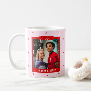 Rotes rosa Herz 2 Foto Frohen Valentinstag Geschen Kaffeetasse