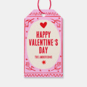 Rotes Rosa Herzlichen Glückwunsch Valentinstag Geschenkanhänger (Vorderseite)