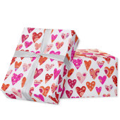 Rotes Rosa Herzmuster Geschenkpapier