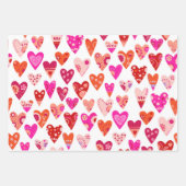 Rotes Rosa Herzmuster Geschenkpapier Set (Vorderseite)