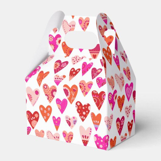 Rotes Rosa Herzmuster Geschenkschachtel (Vorderseite)