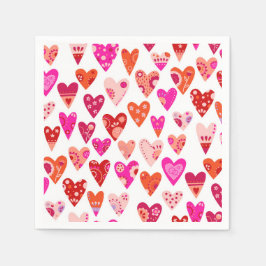 Rotes Rosa Herzmuster Serviette