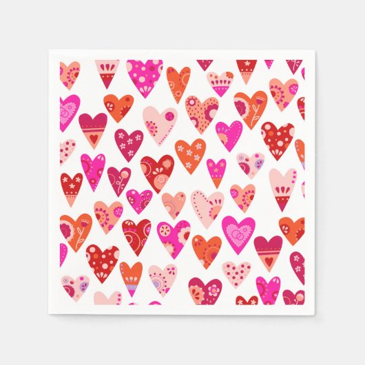 Rotes Rosa Herzmuster Serviette (Vorderseite)
