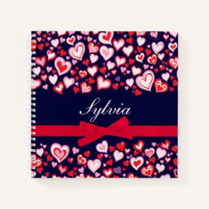 Rotes Rosa, Lila und Marineband Notizblock