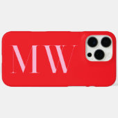 Rotes Rosa Modernes Minimalistisches Monogramm Case-Mate iPhone Hülle (Rückseite (Horizontal))