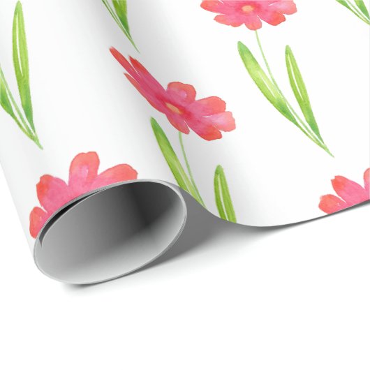 Rotes, rosa Muster der Blume Geschenkpapier (Rolleneckpunkt)