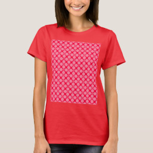 Rotes rosa retro monochromes Tupfenmuster T-Shirt