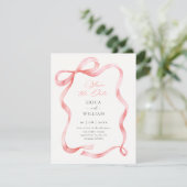 Rotes rosa Schleifenband Save The Date (Stehend Vorderseite)