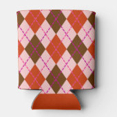 Rotes Rosa und Braunes Argyle-Muster-Monogramm Dosenkühler (Rückseite)