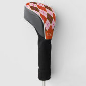 Rotes Rosa und Braunes Argyle-Muster-Monogramm Golf Headcover (angewinkelt)