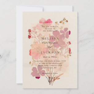 Rotes Rosa und Creme, blumengeschmückte Einladung 
