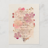 Rotes Rosa und Creme, blumengeschmückte Einladung Postkarte (Vorderseite)