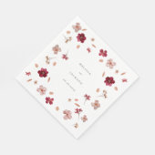 Rotes Rosa und Creme, blumengeschmücktes Hochzeits Serviette (Ecke)