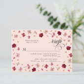 Rotes Rosa und Creme, Blumenkohl-Antwortkarte RSVP Karte (Stehend Vorderseite)