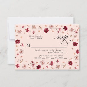 Rotes Rosa und Creme, Blumenkohl-Antwortkarte RSVP Karte