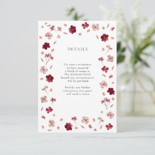 Rotes Rosa und Creme, Blumenzettel Begleitkarte