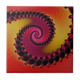 Rotes Rosa und Gelbes Sonnenaufgangs-Spiral-Frakta Fliese