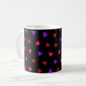 Rotes, rosa und Lila Herzmuster Kaffeetasse (Vorderseite Links)