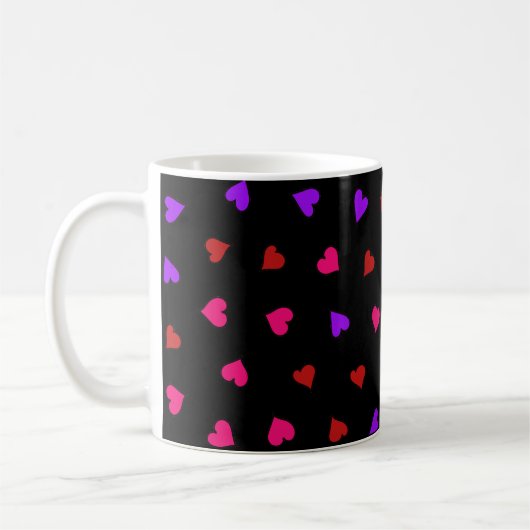 Rotes, rosa und Lila Herzmuster Kaffeetasse (Links)