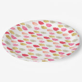 Rotes Rosa Wasserfarben Lippen Pappteller (Schrägansicht)