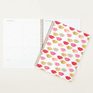 Rotes Rosa Wasserfarben Lippen Planer